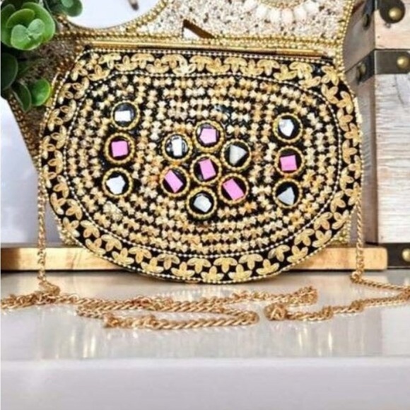 Ramla Mosaic Pink & Gold Beverly Hills Handmade in Morocco NWOT Stunning! - Picture 4 of 8